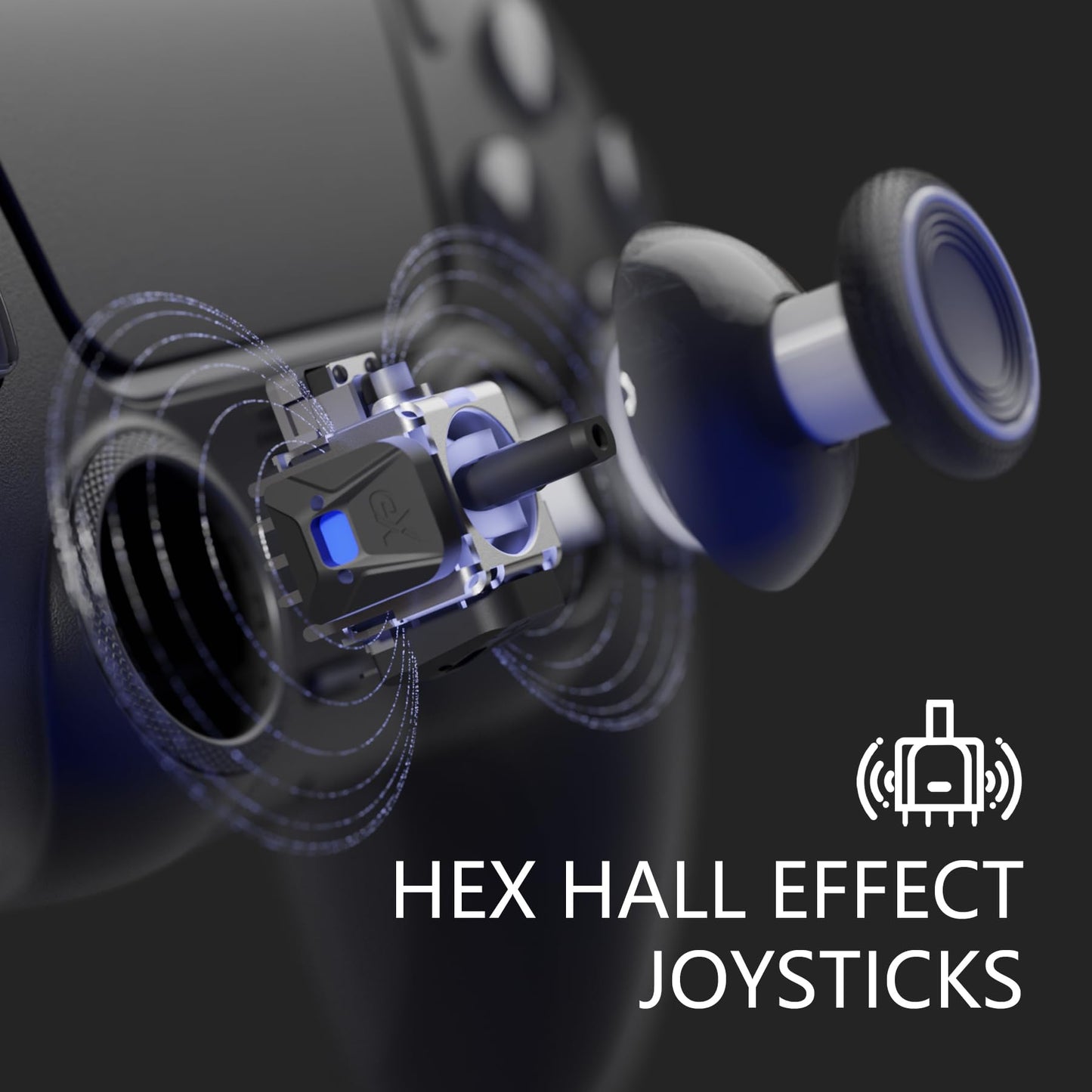 HEXGAMING RIVAL Hall Effect Wireless Controller Compatible with ps5-2 Back Buttons, Mouse-Click Hair Triggers, Interchangeable Thumbsticks - Black Red
