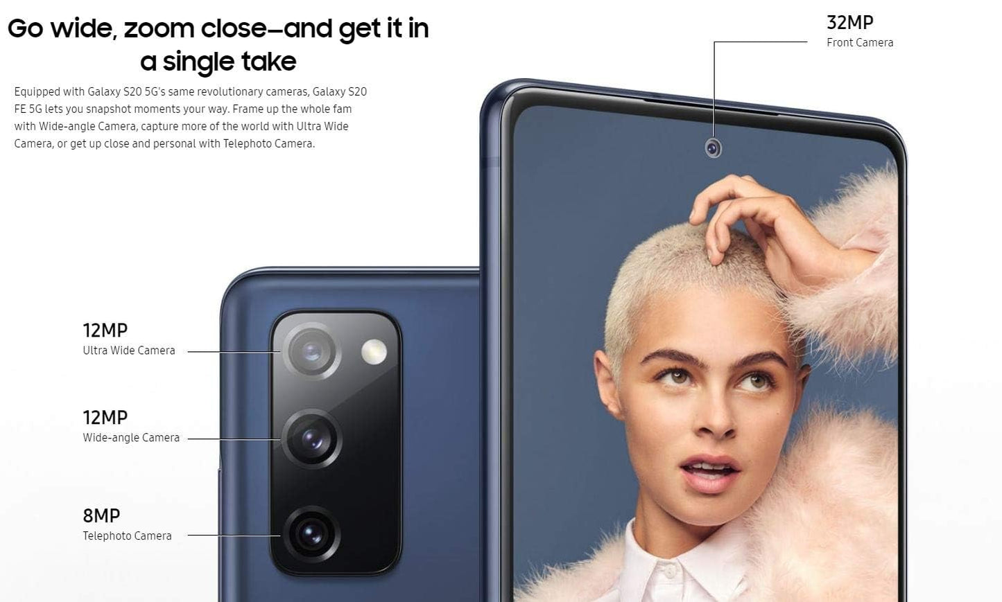 SAMSUNG Galaxy S20 FE 5G, US Version, 128GB, Blue - Verizon (Renewed)