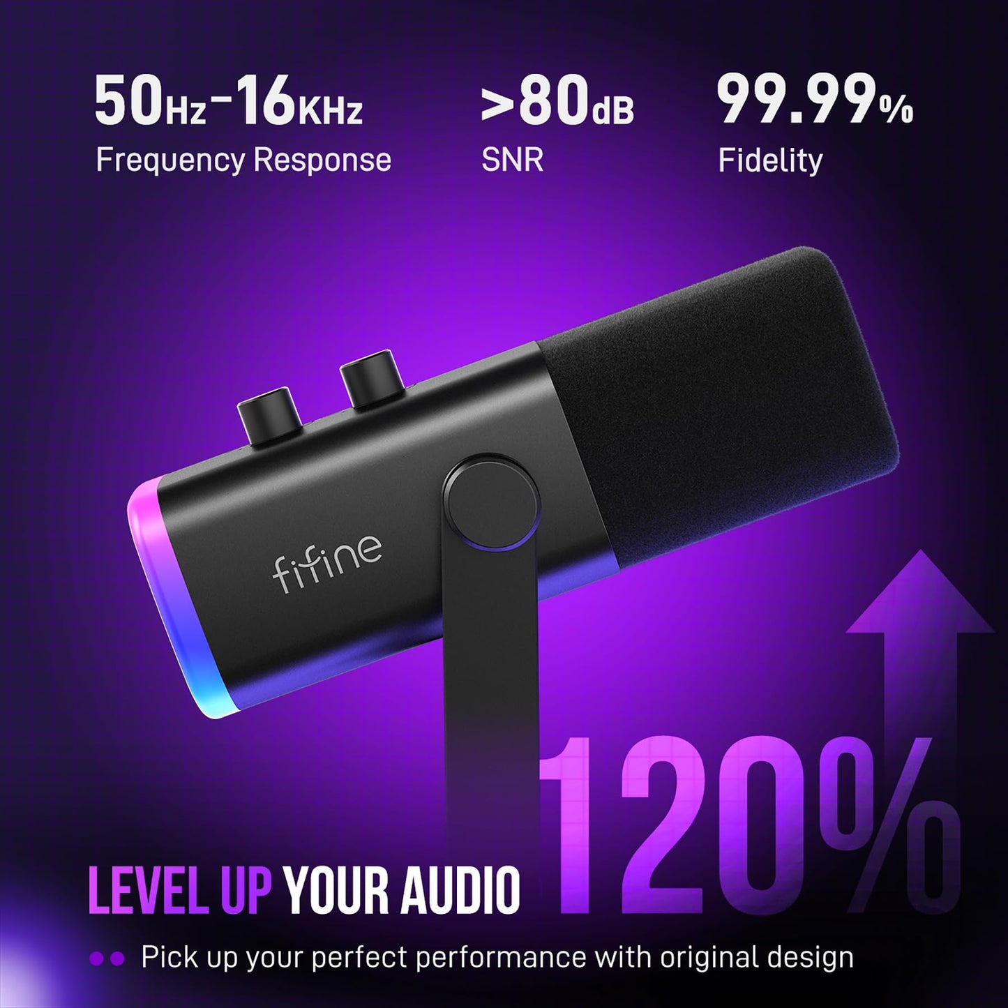 FIFINE Gaming Microphone Bundle with RGB Audio Mixer, XLR Cable, Podcast Equipment Set for Streaming, Vocal, Voice-Over, Compatible with PC with Mute, Gain Knob, Headphones Monitor (AM8T+SC3W+L9)