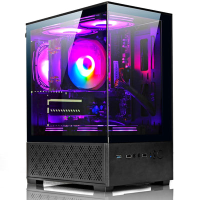 LXZ Desktop PC AMD Ryzen 7-5700G 8 core 3.9GHz, 16G DDR4 RAM, 512GB NVME SSD, Tower Computer with 400W Power Supply for Home and Office (Black)