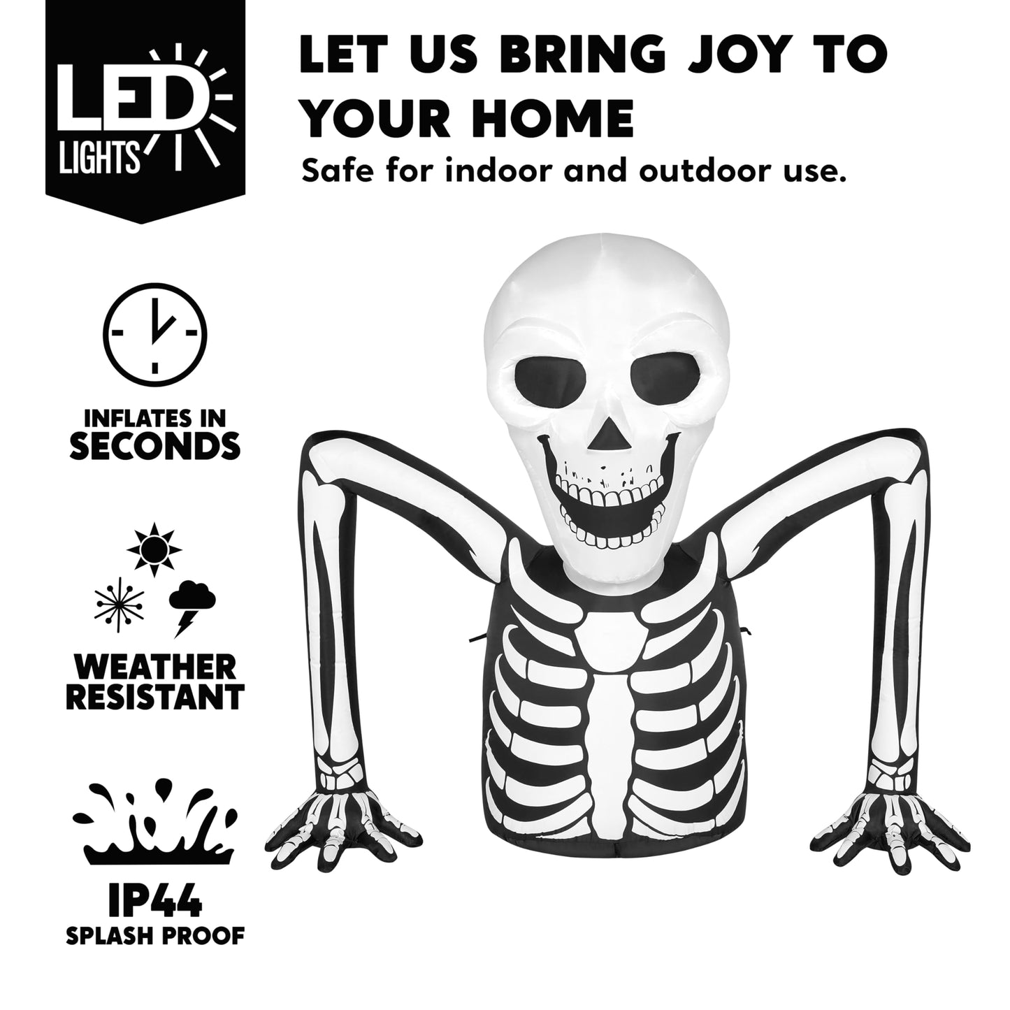 Joiedomi 5.5 FT Long Halloween Inflatables Outdoor Decorations, Skeleton Halloween Decor Blow Up Yard Decorations with LEDs, Inflatable Skeleton Ground Breaker for Outside Lawn Garden Decor