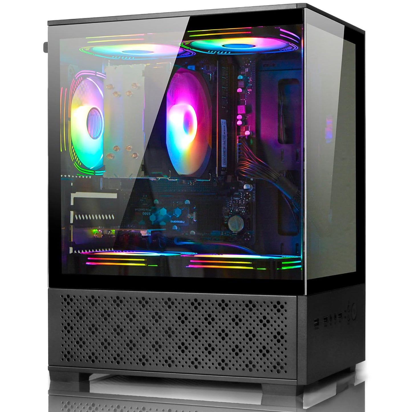 LXZ Desktop PC AMD Ryzen 7-5700G 8 core 3.9GHz, 16G DDR4 RAM, 512GB NVME SSD, Tower Computer with 400W Power Supply for Home and Office (Black)
