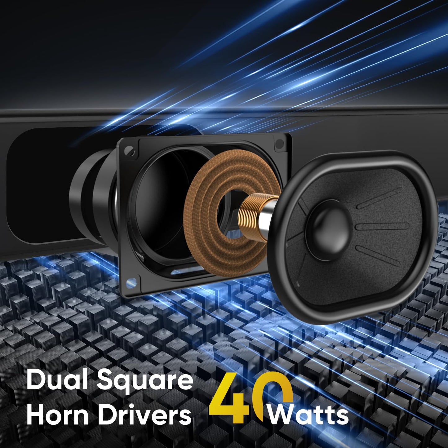 RIOWOIS Sound Bar for Smart TV, Soundbar TV Speakers with Customized Bass Reflector, Compact Design and Easy Set up, Home Audio Surround Sound System for TV PC Projector, Wall Mountable