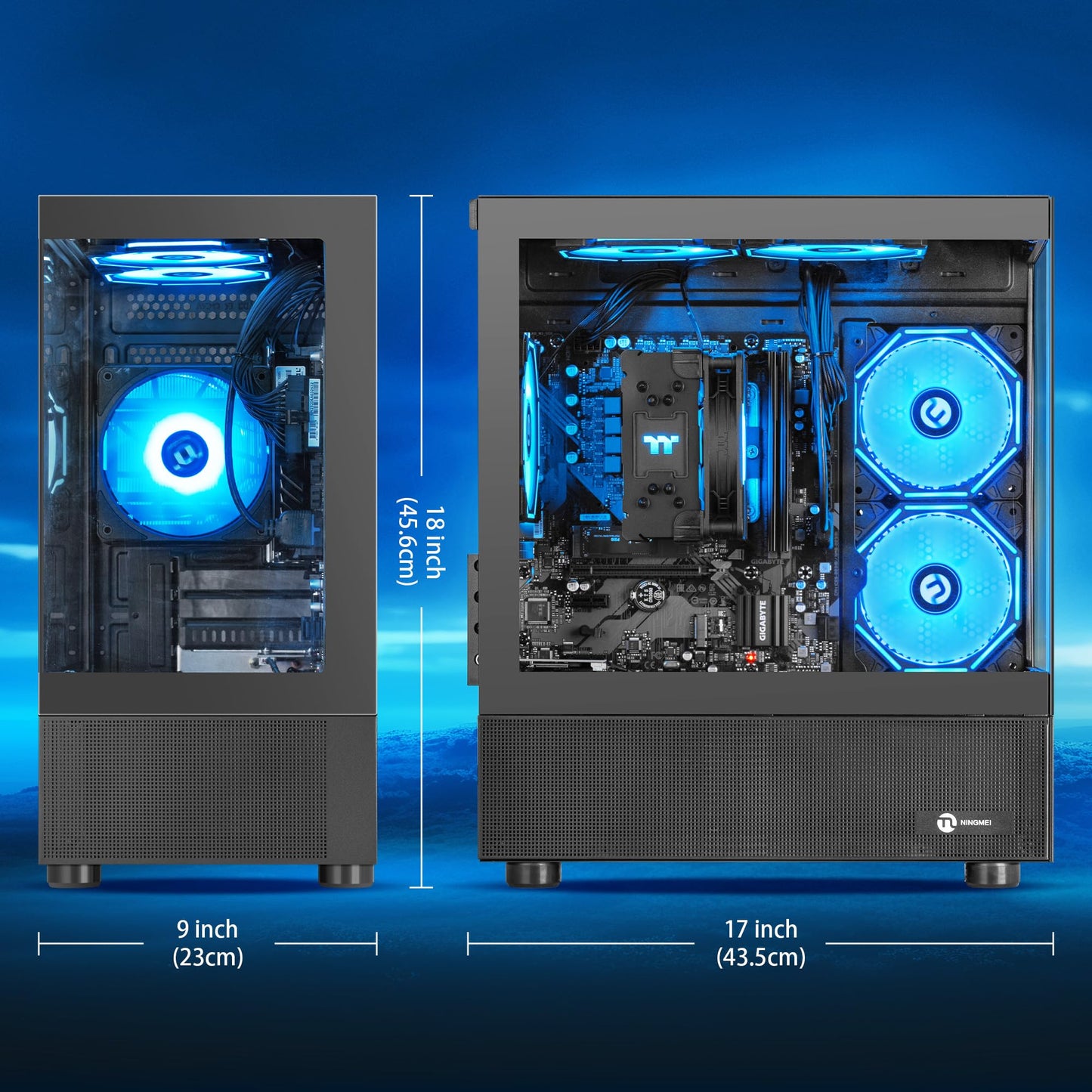NINGMEI Desktop PC Computer AMD Ryzen 7 5700G 8 core 3.8GHz(up to 4.6GHz), 16GB DDR4 RAM 3200MHz,1TB NVME SSD,Tower Computer with 550W PSU, Windows 11 Home 64-bit for Home and Office.