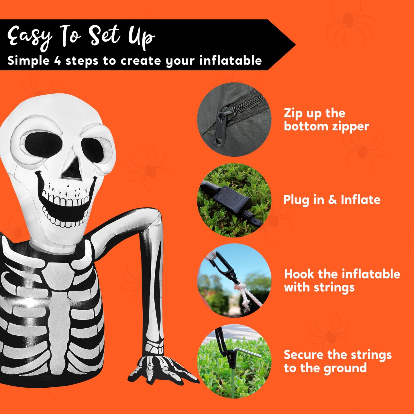 Joiedomi 5.5 FT Long Halloween Inflatables Outdoor Decorations, Skeleton Halloween Decor Blow Up Yard Decorations with LEDs, Inflatable Skeleton Ground Breaker for Outside Lawn Garden Decor