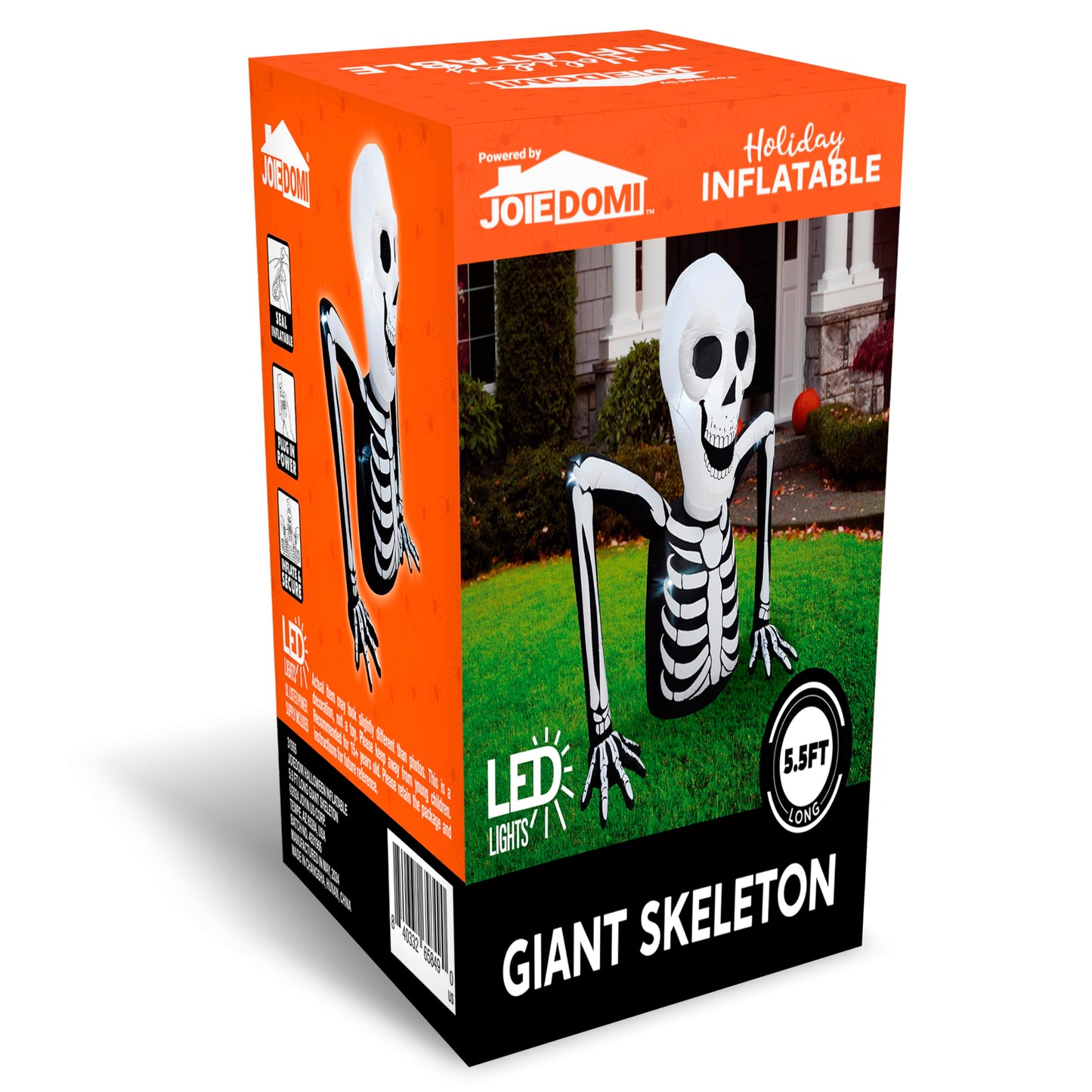 Joiedomi 5.5 FT Long Halloween Inflatables Outdoor Decorations, Skeleton Halloween Decor Blow Up Yard Decorations with LEDs, Inflatable Skeleton Ground Breaker for Outside Lawn Garden Decor
