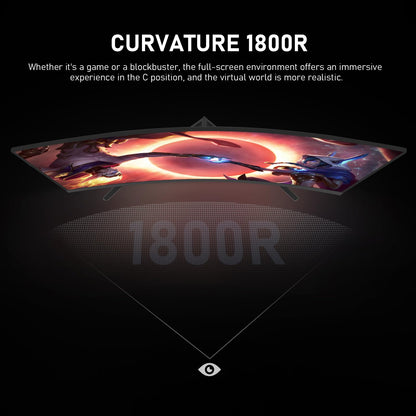 Gawfolk 32 inch 2K QHD(2560×1440P) 165Hz Curved Gaming Monitor,PC Screen, 1ms，FreeSync, 98% sRGB，178° Wide Viewing Angle，DisplayPort、HDMI, Wall Mount Compatible 100 * 100MM Wall - Black
