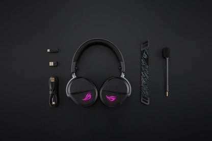 ASUS ROG Pelta Wireless Gaming Headset (BT, ROG SpeedNova 2.4GHz, USB-C, Lightweight 309g, 50mm ROG Titanium-Plated Drivers, 10mm Super-Wideband Mic, RGB, 70HR Battery, for PC, Switch, PS5)- Black