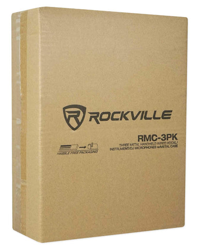 Rockville RMC-3PK Dynamic Microphones (3 Pack), Cardioid, Metal Build, XLR, Clear Audio, Durable Case, Noise Reduction, for Vocals, Instruments, DJs