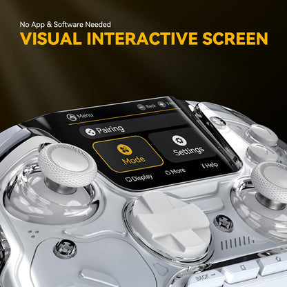 ManbaOne Interactive Screen Wireless Gaming Controller for PC/Switch/Switch 2/iOS/Android,Hall Effect Stick & Trigger,RGB Lighting,Remappable Buttons,1800mAh with Charging Dock (White)