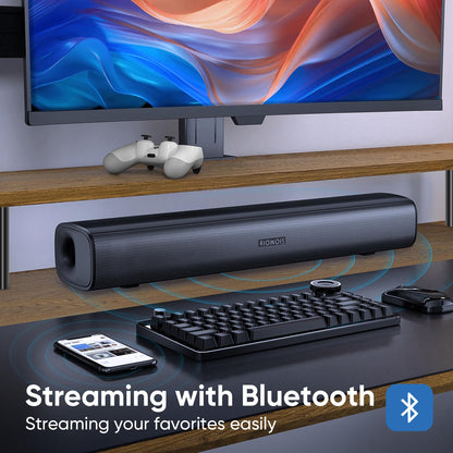 RIOWOIS Sound Bar for Smart TV, Soundbar TV Speakers with Customized Bass Reflector, Compact Design and Easy Set up, Home Audio Surround Sound System for TV PC Projector, Wall Mountable
