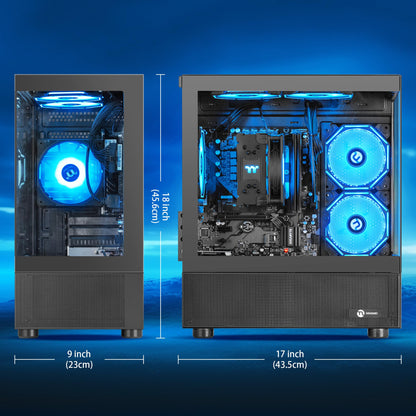 NINGMEI Desktop PC Computer AMD Ryzen 7 5700G 8 core 3.8GHz(up to 4.6GHz), 16GB DDR4 RAM 3200MHz,1TB NVME SSD,Tower Computer with 550W PSU, Windows 11 Home 64-bit for Home and Office.