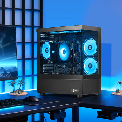 NINGMEI Desktop PC Computer AMD Ryzen 7 5700G 8 core 3.8GHz(up to 4.6GHz), 16GB DDR4 RAM 3200MHz,1TB NVME SSD,Tower Computer with 550W PSU, Windows 11 Home 64-bit for Home and Office.